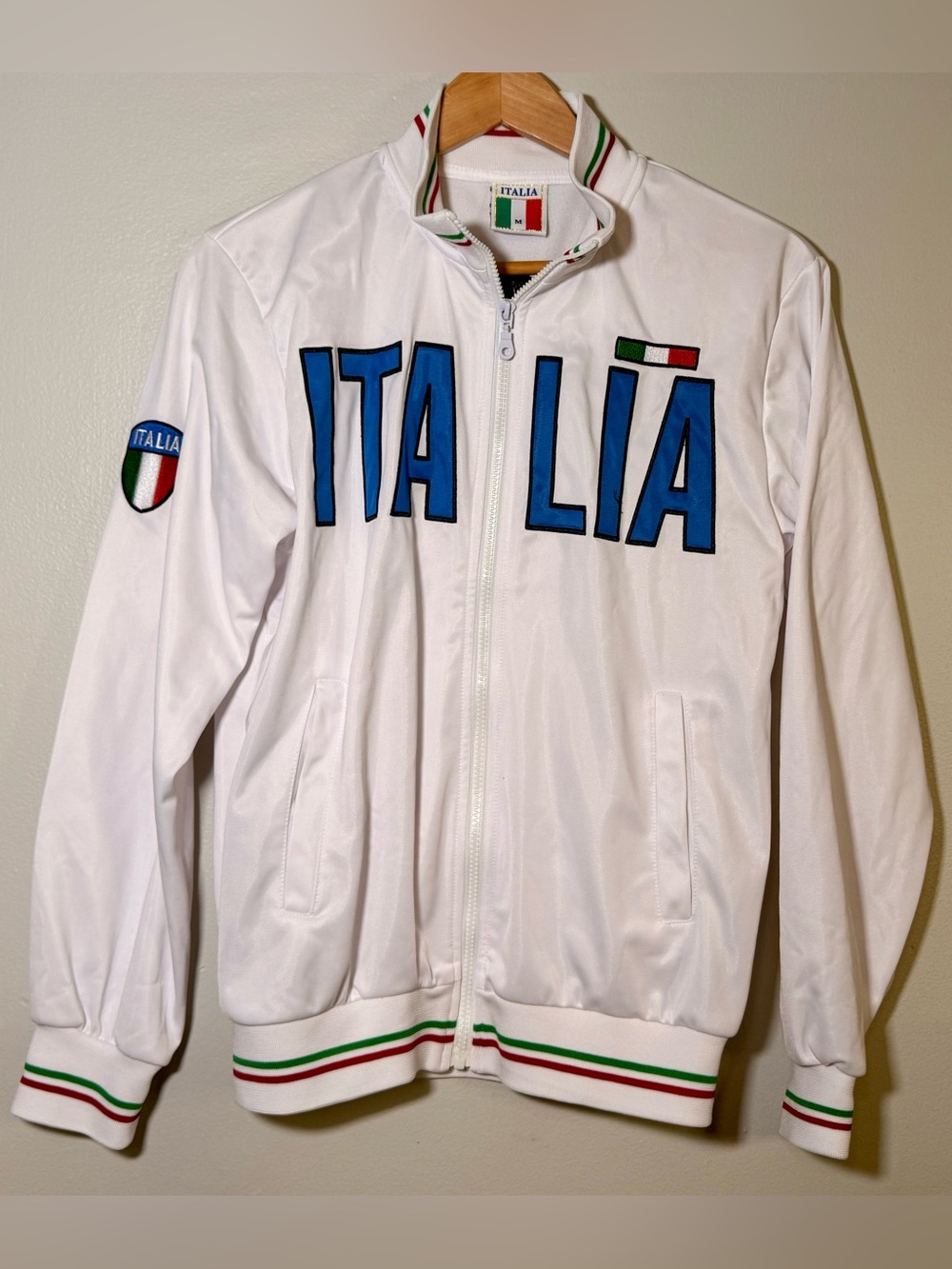 Italia Italy Track Jacket Men’s Medium White Blue Soccer Football Retro